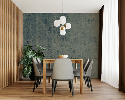 Antique linen aged denim mural wallpaper
