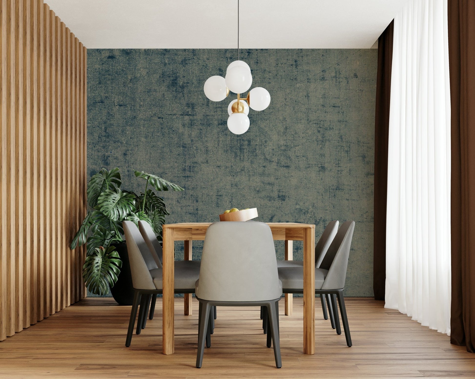 Antique linen aged denim mural wallpaper
