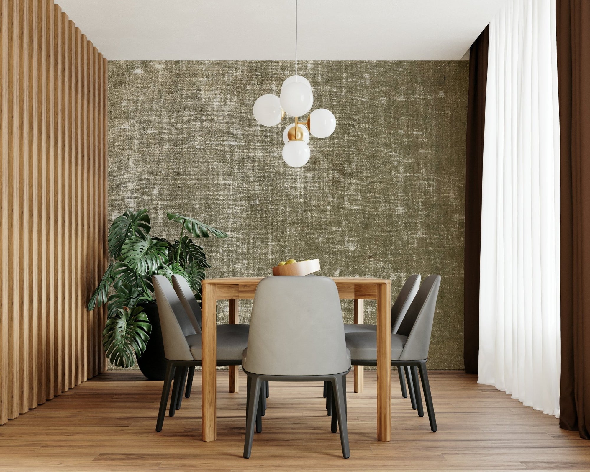Antique linen khaki mural wallpaper, GD2544