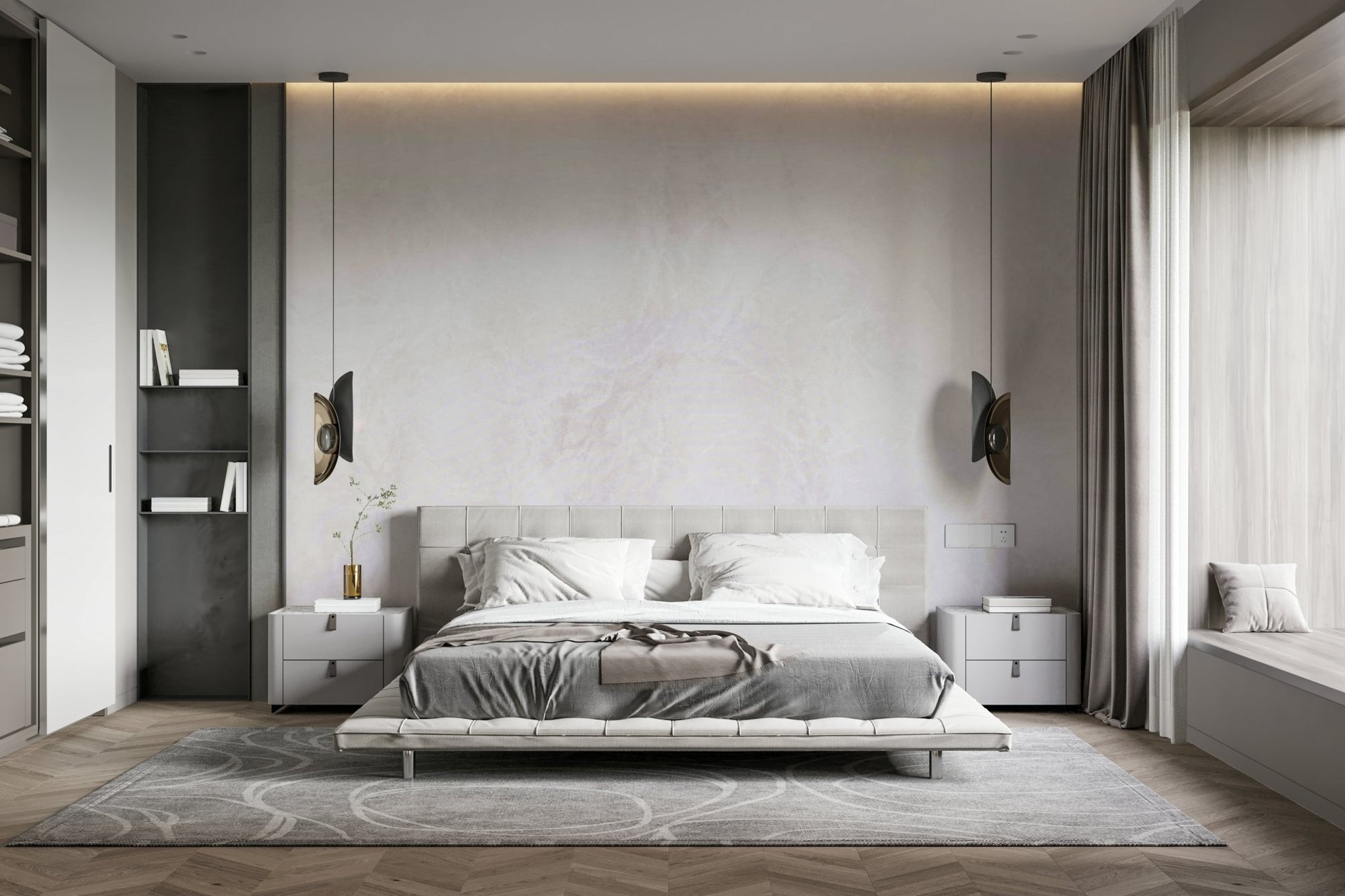 An artistic minimalist form mural for home decor.

