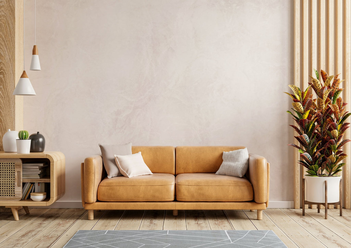 A graceful subtle pattern wall mural in cool, tranquil tones.

