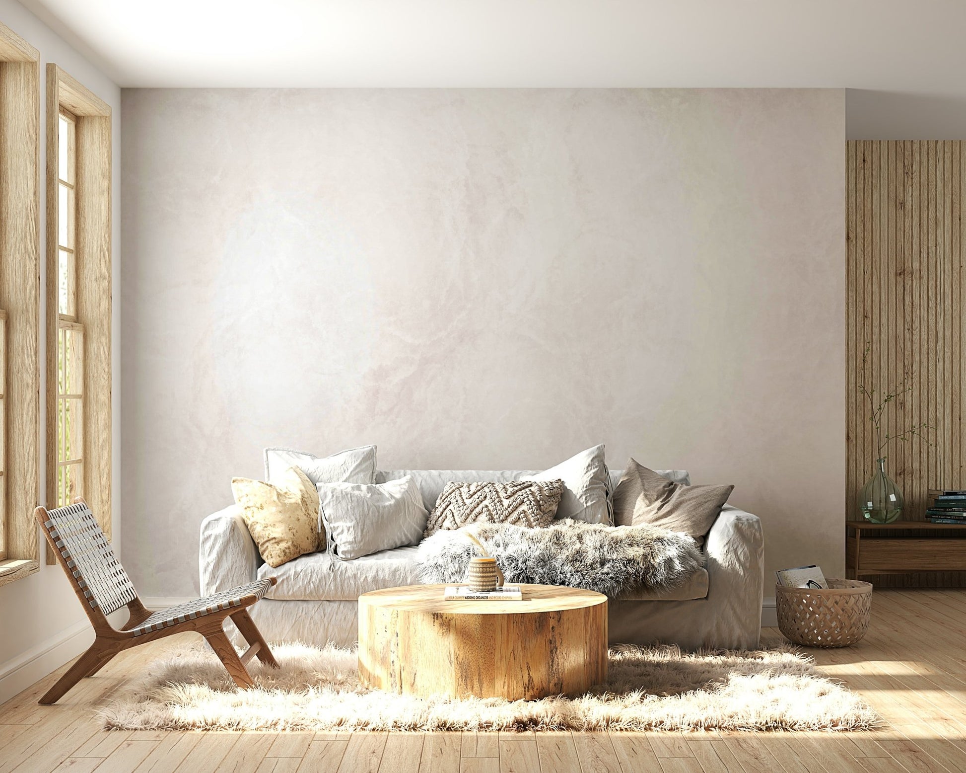 A contemplative subtle texture wallpaper mural for a feature wall.

