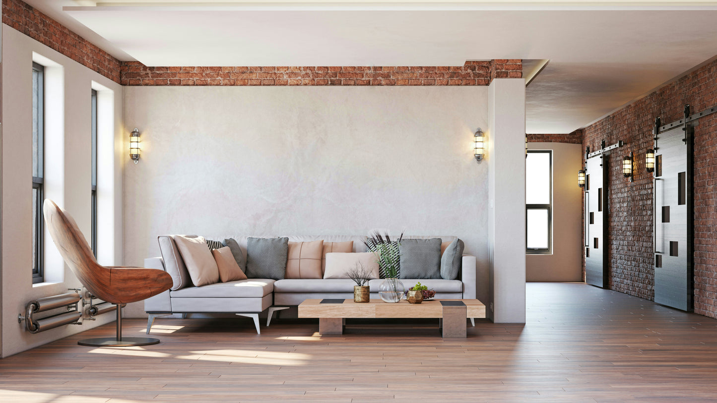 An artistic soft neutral mural on minimalist wallpaper.

