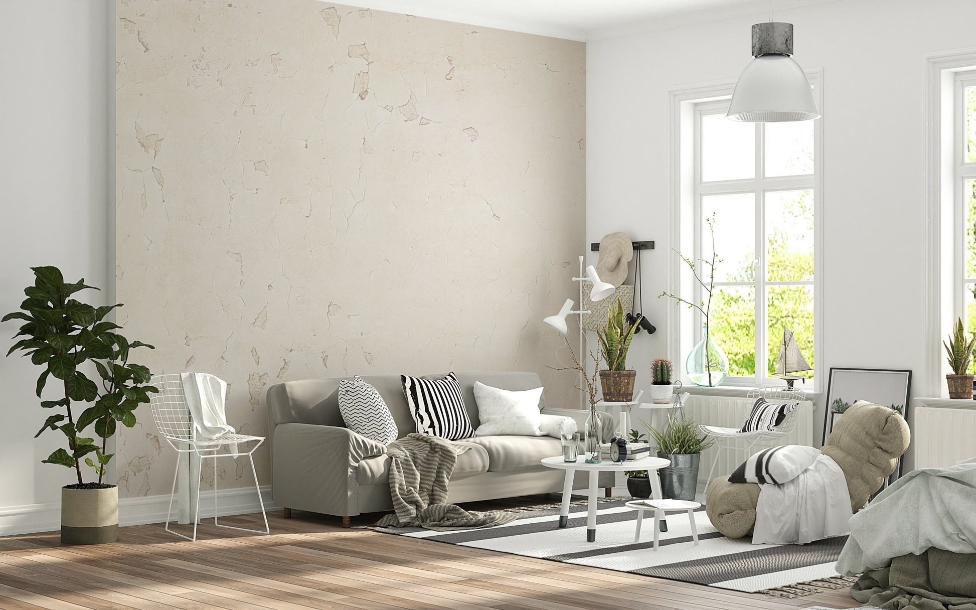 Installation photo of peel and stick wallpaper Antique Wall Texture.