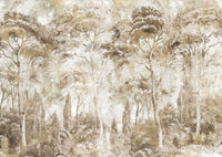 Calm sepia scenery appears in Antique Woodland Landscape wall mural