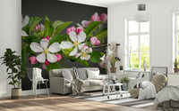 Apple Blossom Charm wallpaper floral branch pink white blooms.