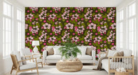 Hallway finished in Apple Blossom on Green wallpaper with branches, GD9312
