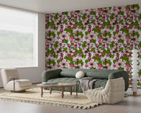 Apple blossom wallpaper for office with botanical flowers on white