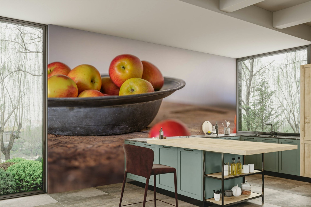 Apples in bowl mural wallpaper

