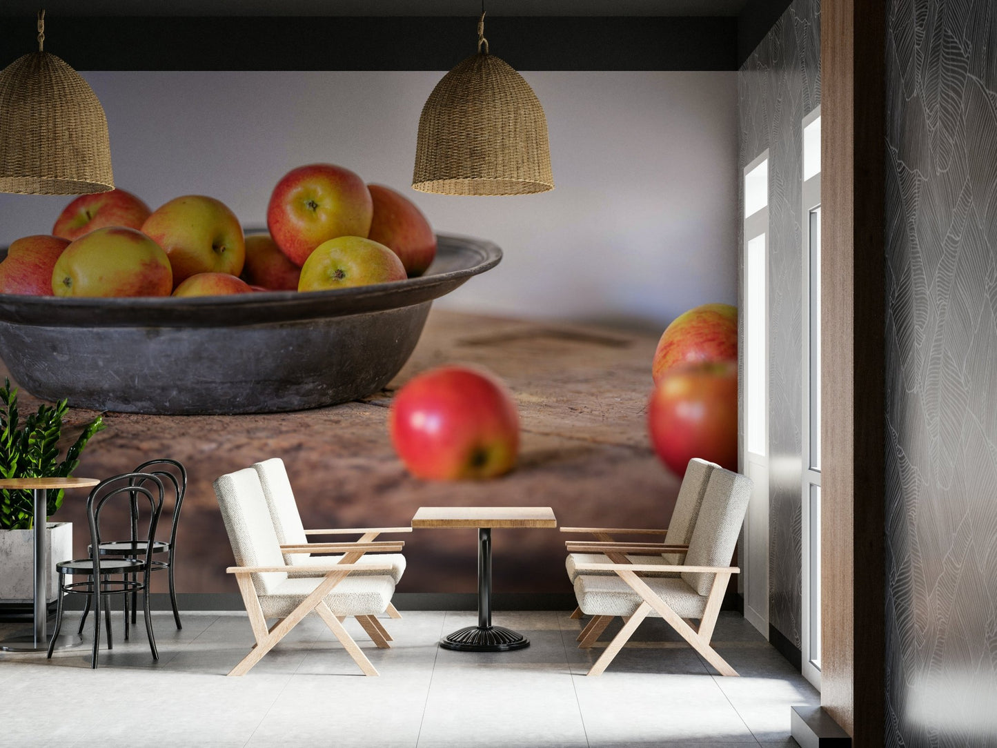 Farmhouse style apple mural wallpaper
