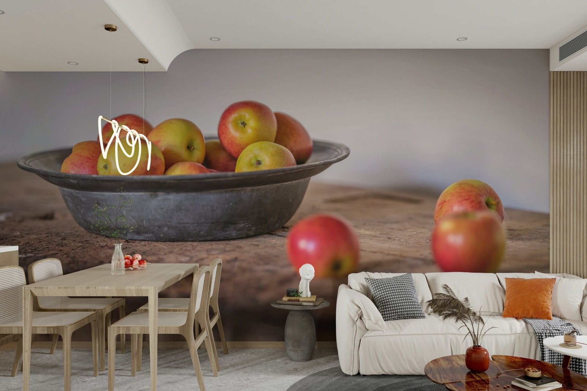 Natural texture and apple mural
