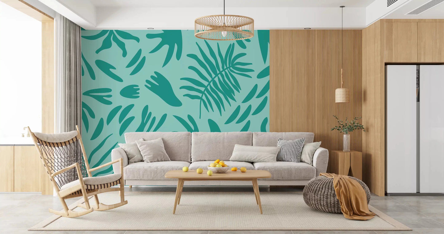 Aqua Botanical Flow Wall MuralGD9154