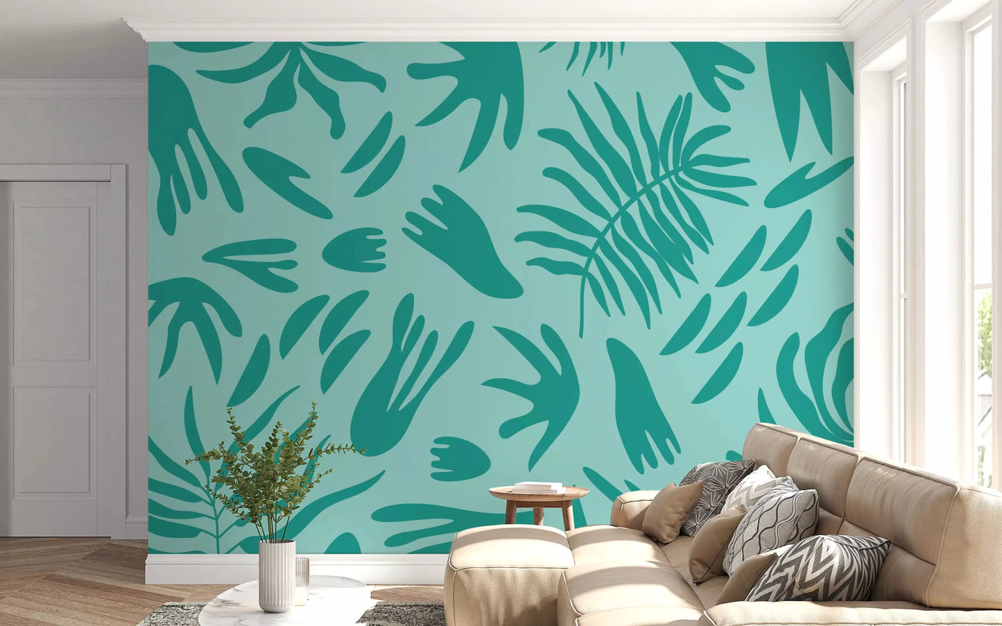Aqua Botanical Flow Wall MuralGD9154