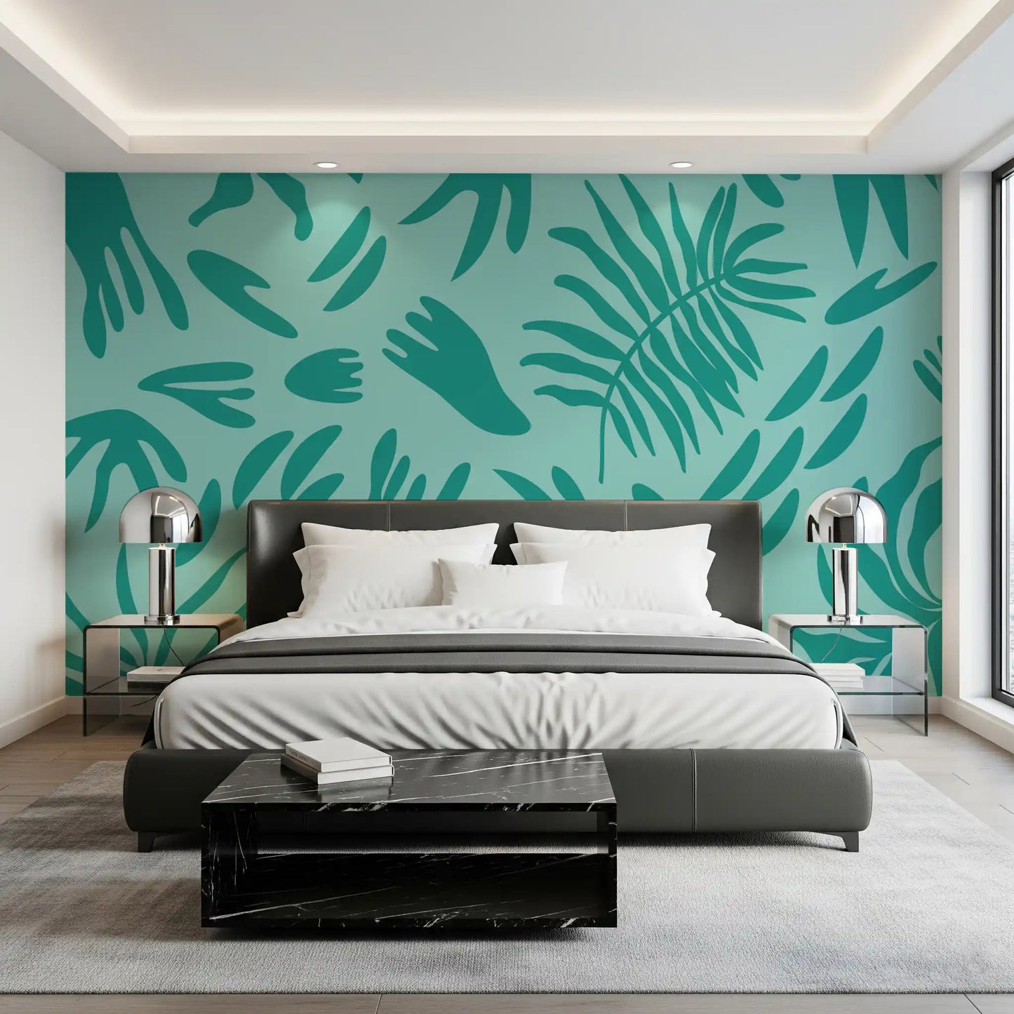 Aqua Botanical Flow Wall MuralGD9154