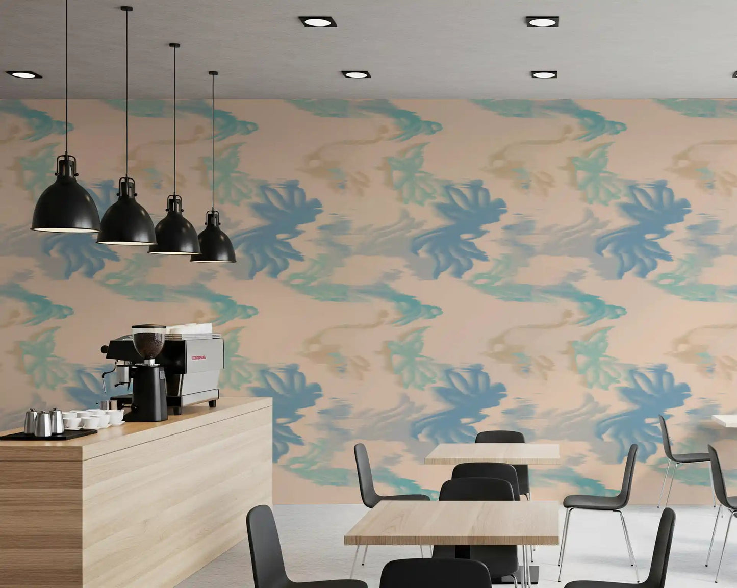 Modern aqua wallpaper with Aqua Drift soft wave movement design, GD9260