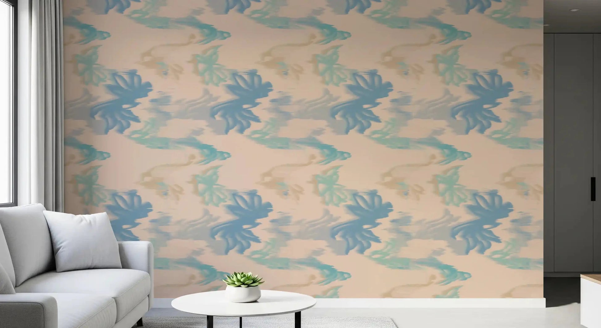 Aqua Drift Abstract wallpaper showing light blue tones and organic flow, GD9260