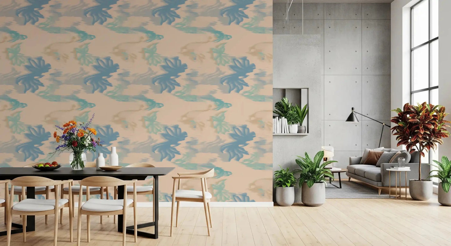 Aqua Drift Abstract wallpaper with flowing blue shapes and soft gradients, GD9260