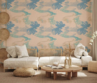 Aqua Drift Abstract wallpaper with blended teal and blue fluid pattern, GD9260