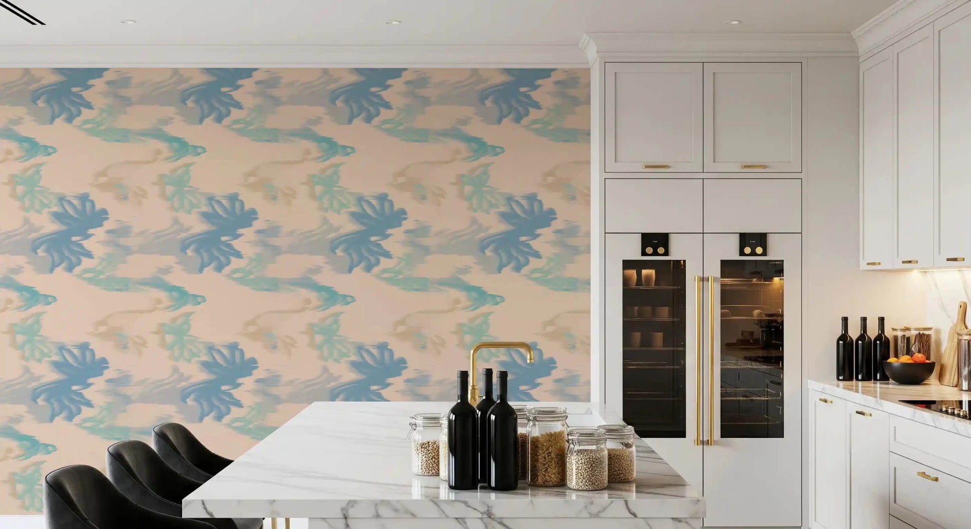 Subtle aqua abstract wallpaper with Aqua Drift airy smooth texture, GD9260
