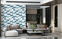 Aqua Harmony pattern wallpaper for walls repeating aquatic forms decor.