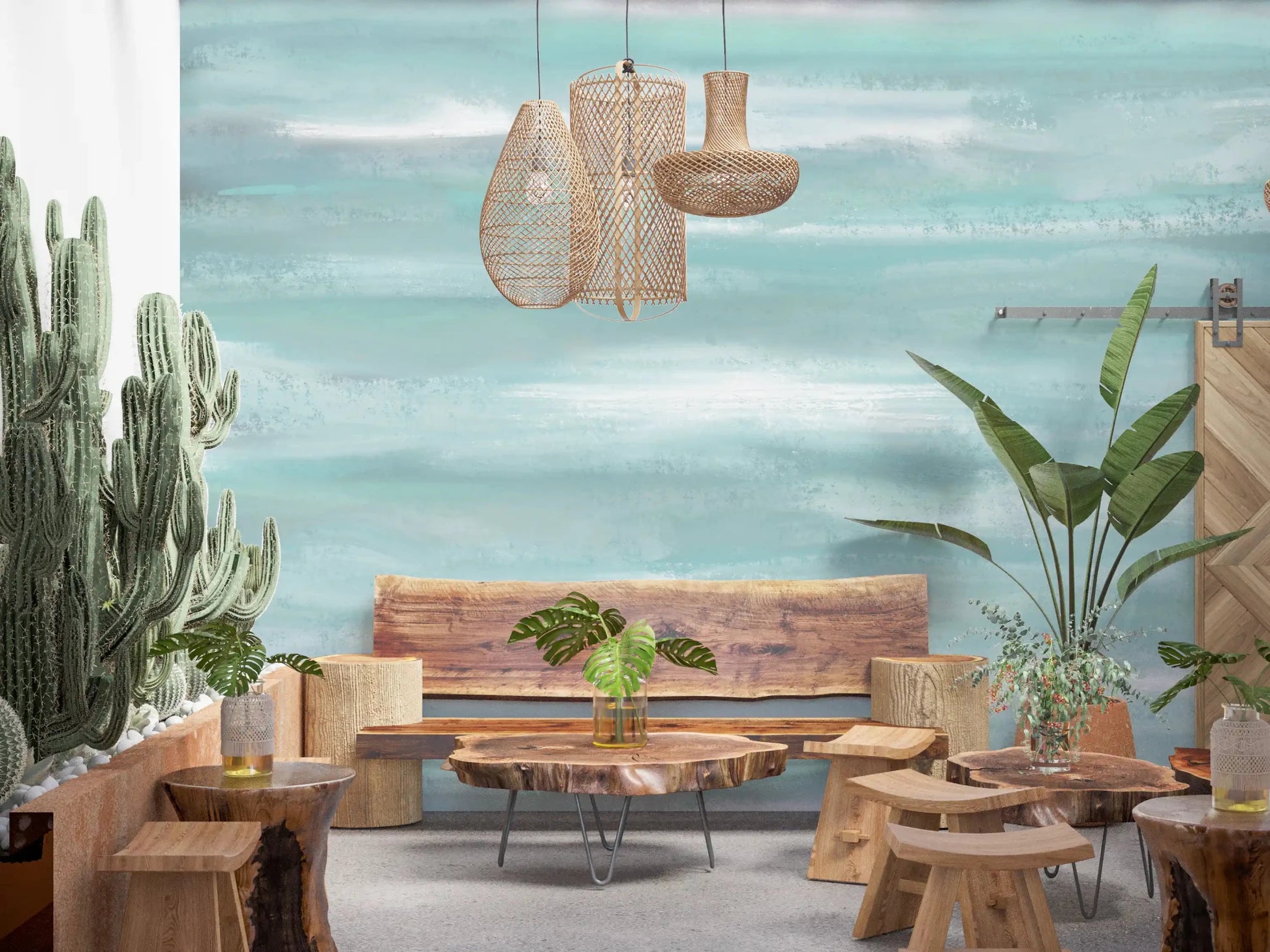 Aqua Horizon Strokes Wall MuralGD9537