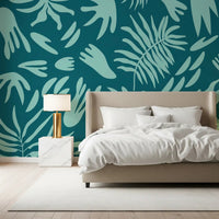 Aqua Leaf Abstract Wall MuralGD9161