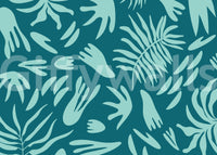 Aqua Leaf Abstract Wall MuralGD9161