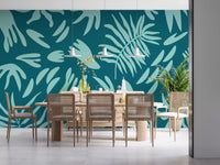 Aqua Leaf Abstract Wall MuralGD9161