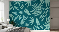Aqua Leaf Abstract Wall MuralGD9161