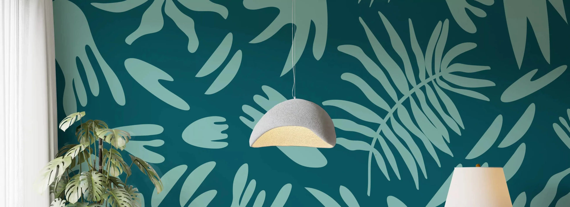 Aqua Leaf Abstract Wall MuralGD9161