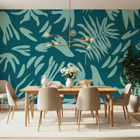 Aqua Leaf Abstract Wall MuralGD9161