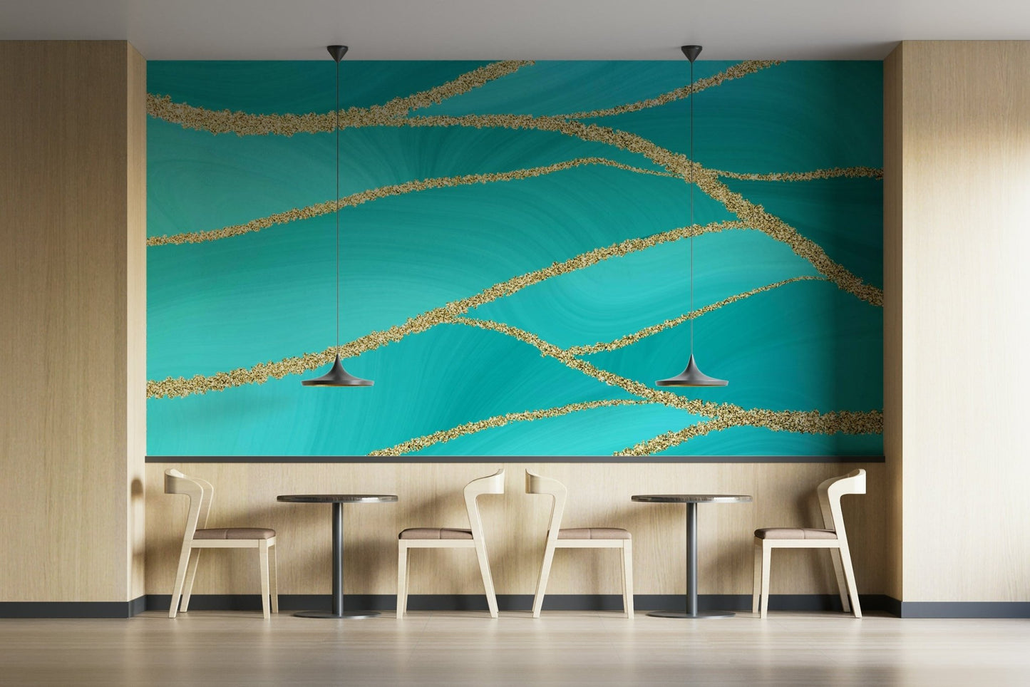 Aqua Luxe Lines Wall Mural