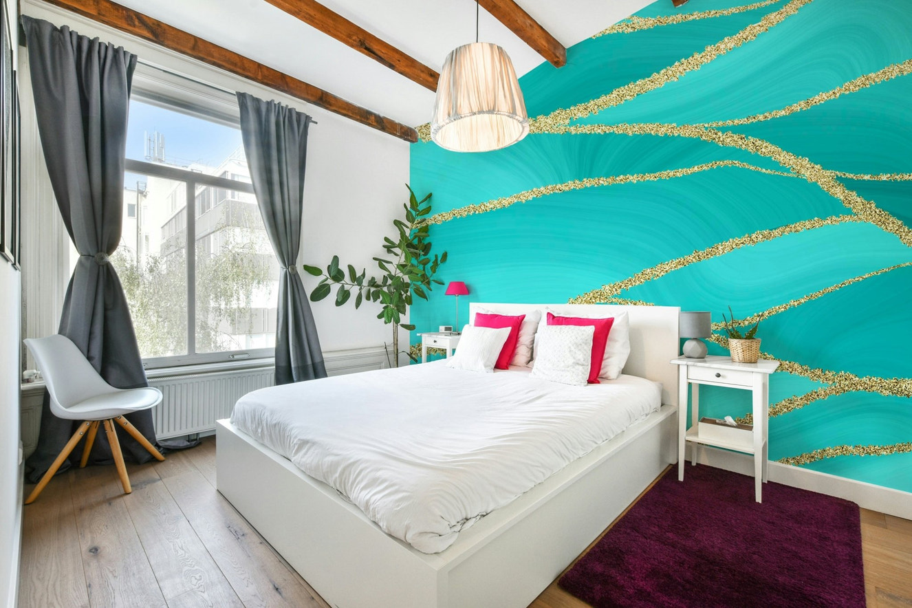 Aqua Luxe Lines Wall Mural