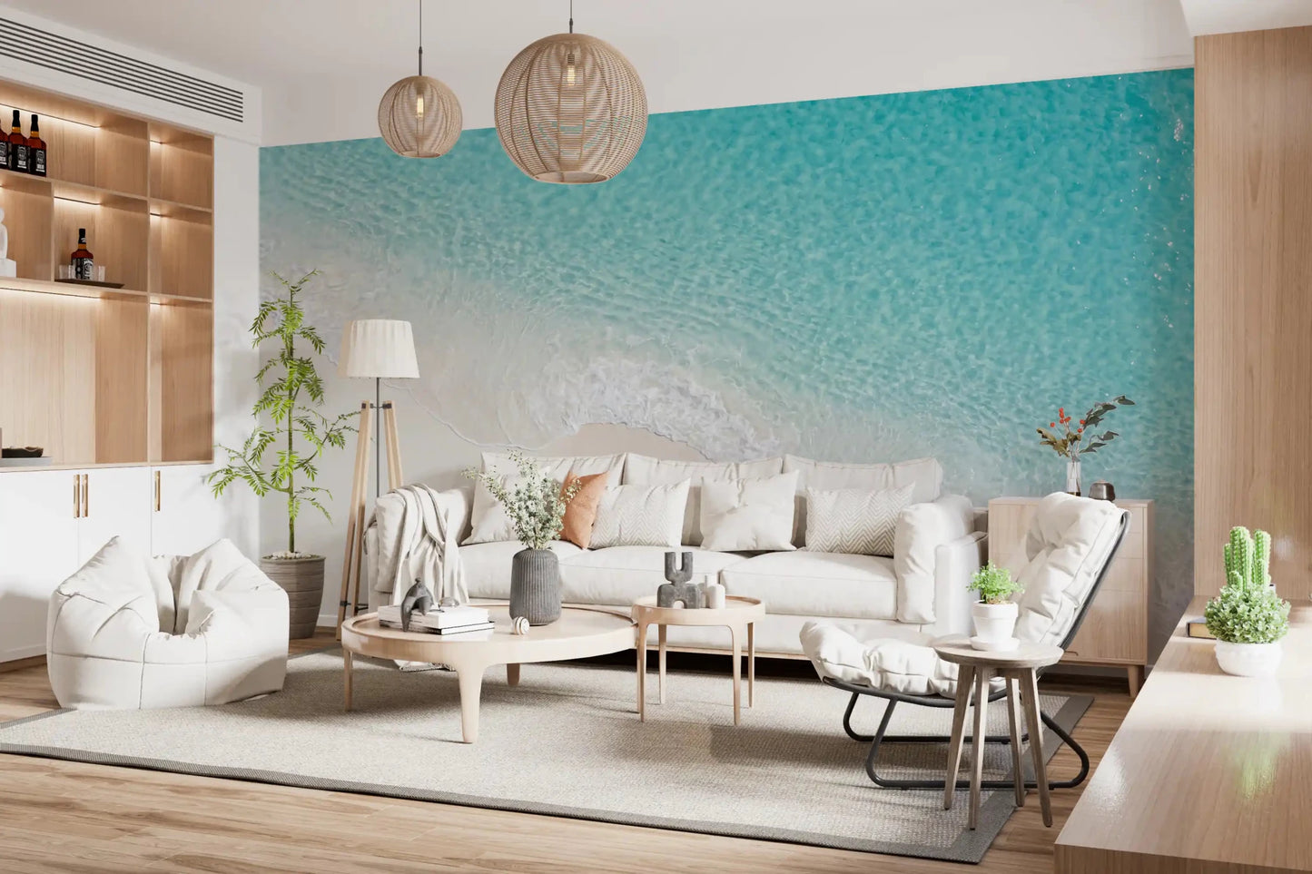Beach shoreline wall mural Aqua Shoreline Bliss calm scene