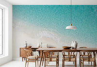 Aqua Shoreline Bliss wall mural with clear aqua water waves