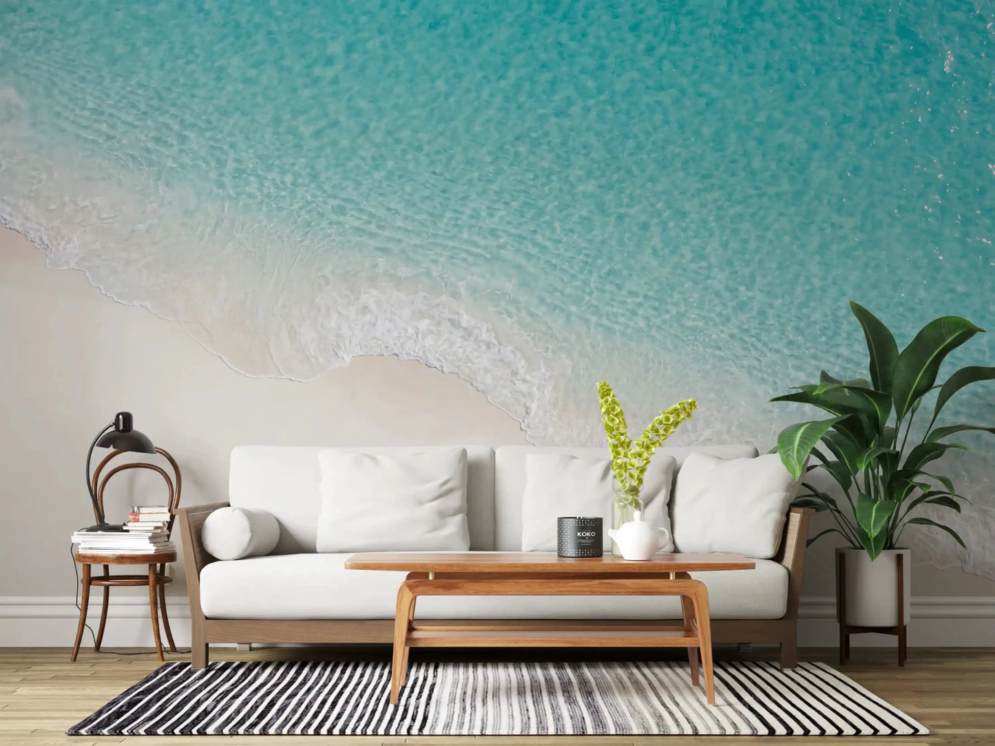 Ocean view wall mural Aqua Shoreline Bliss sandy shoreline