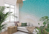 Coastal wall mural Aqua Shoreline Bliss light aqua tones