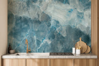 Aqua Stone Cracked Texture Wallpaper Mural - Giffywalls