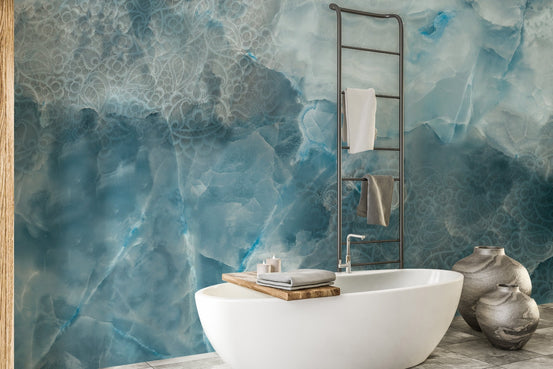 Aqua Stone Cracked Texture Wallpaper Mural A151