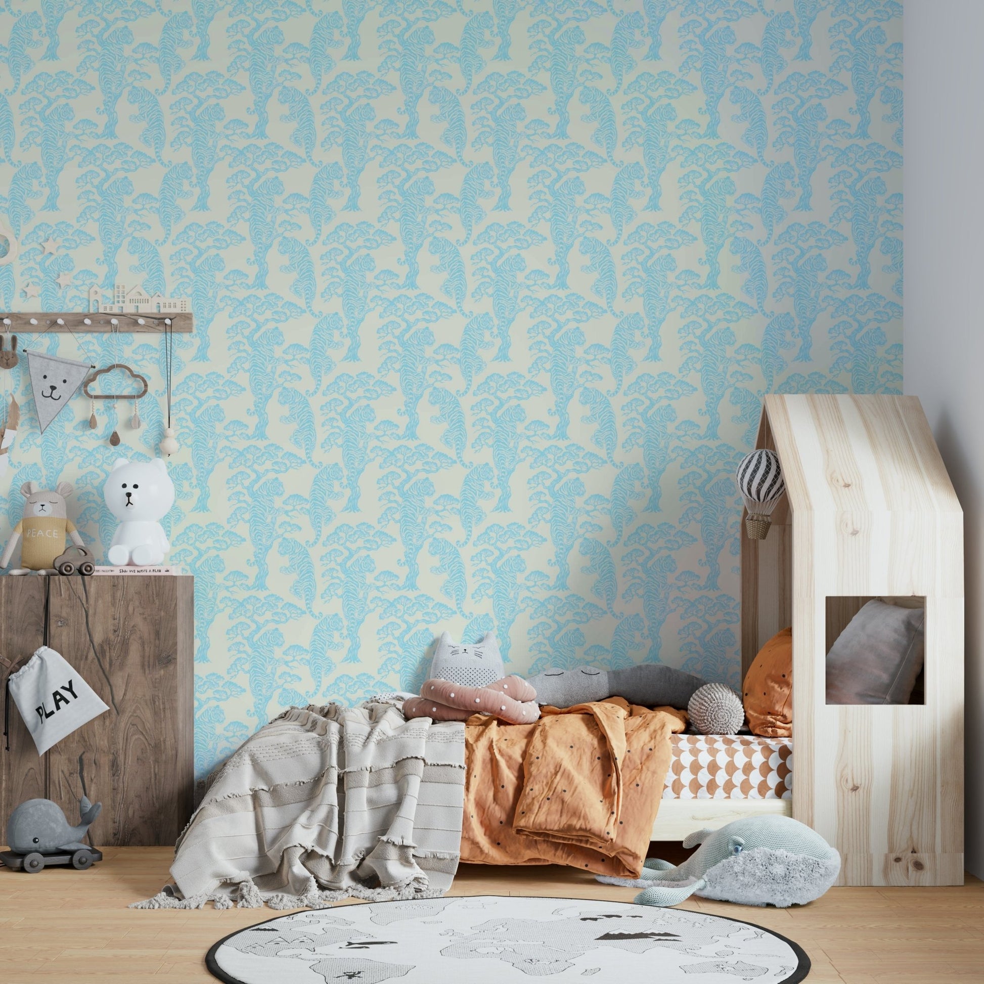 An artistic tiger print mural on luxury wallpaper., GD4825