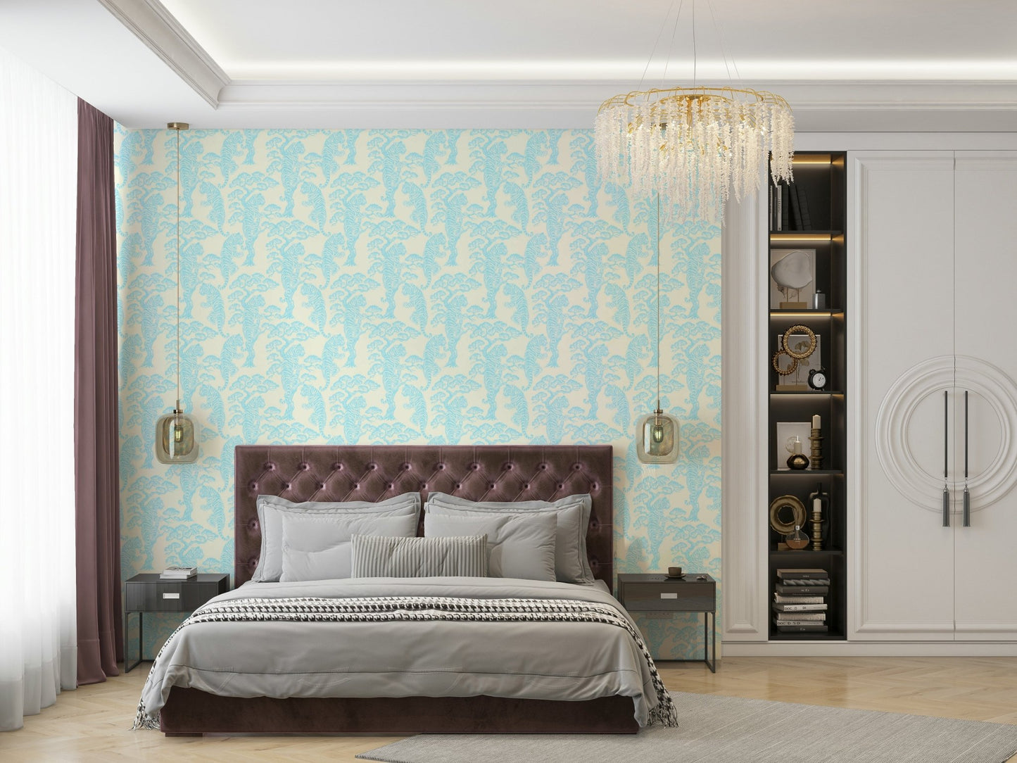 A peaceful tropical jungle mural on decorative wallpaper., GD4825