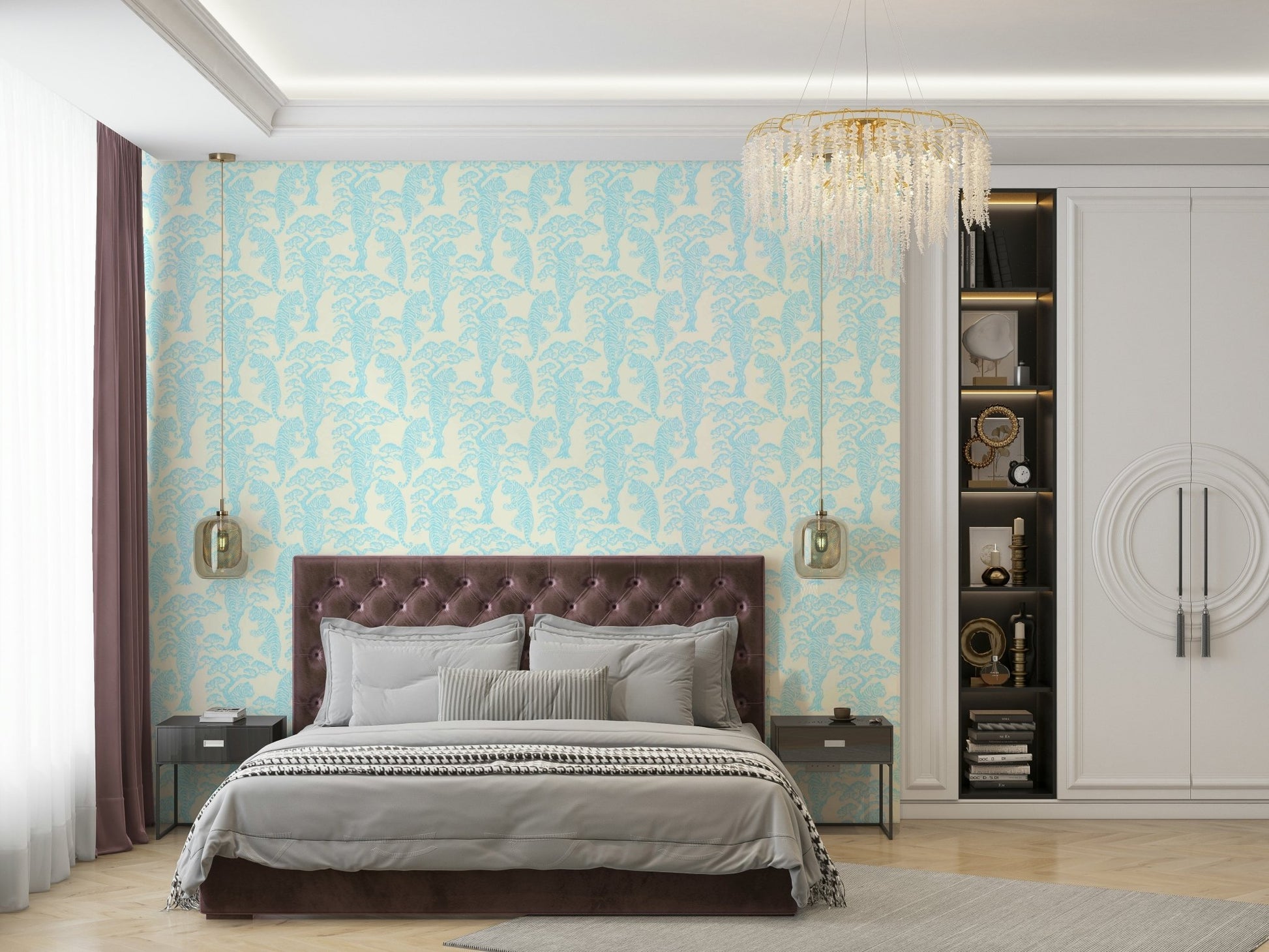 A peaceful tropical jungle mural on decorative wallpaper., GD4825