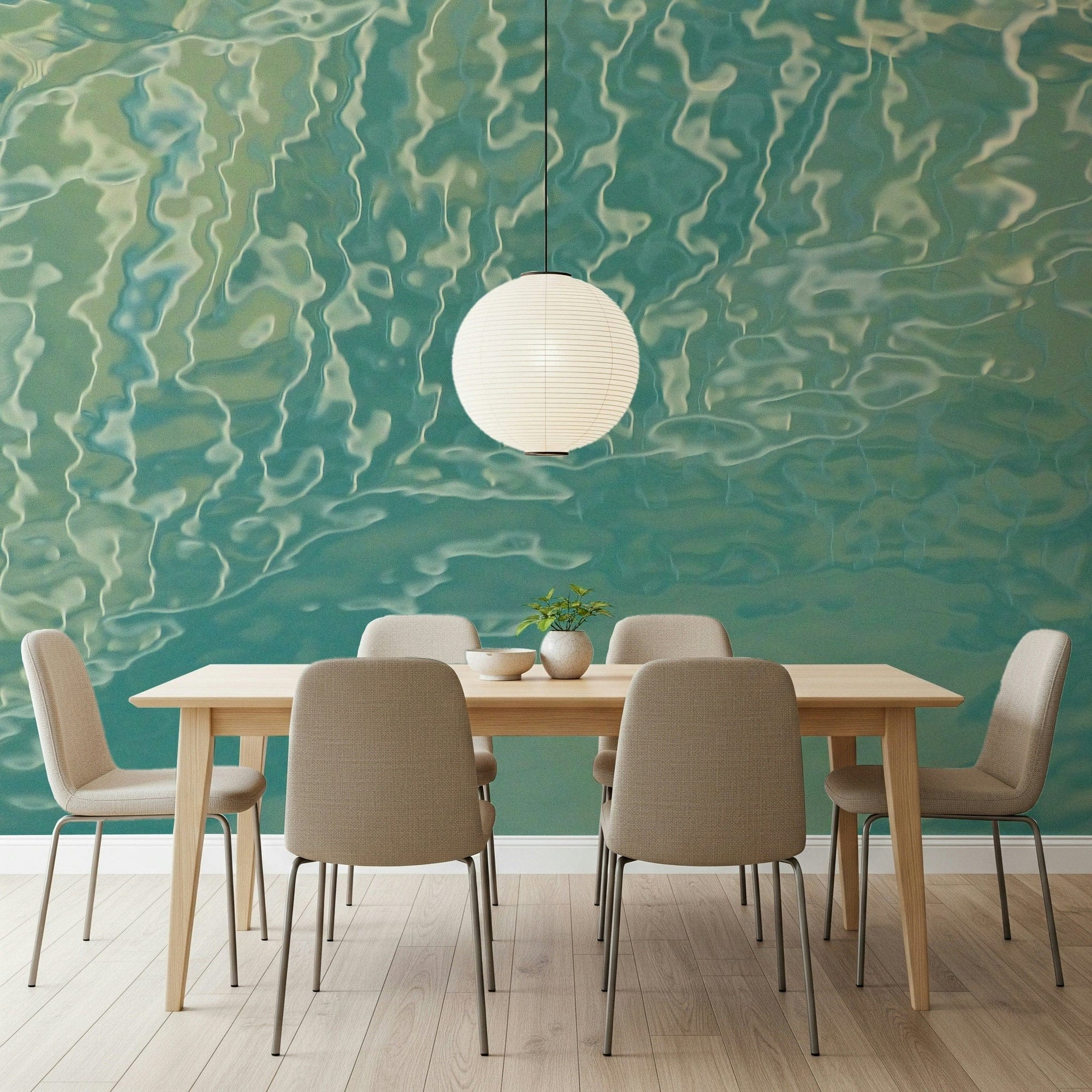 Aqua Waves Abstract wallpaper mural, swirling ocean inspired tones., GD7150