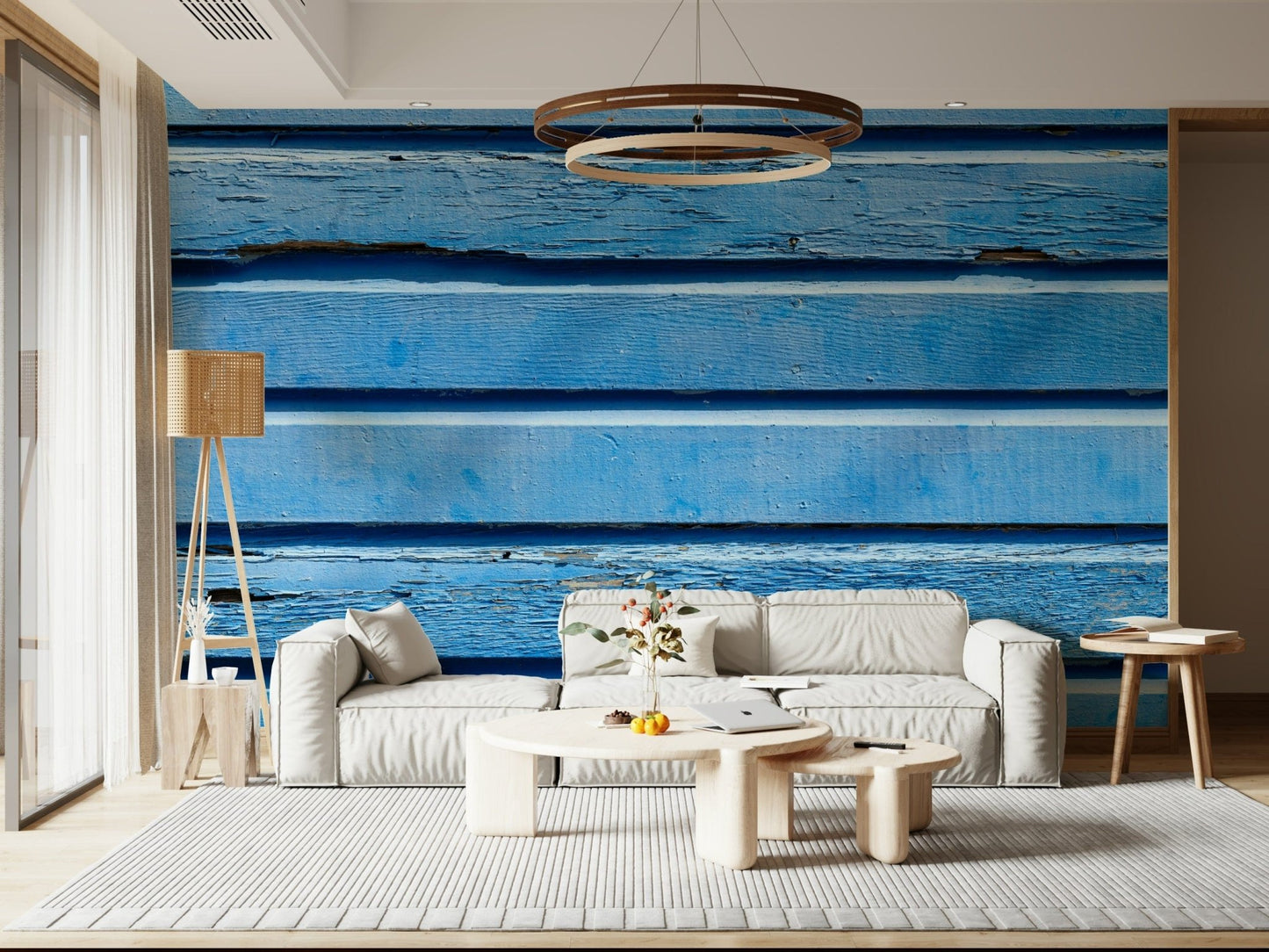 Horizontal light Aqua Wood Wall Wall Mural backdrop design.