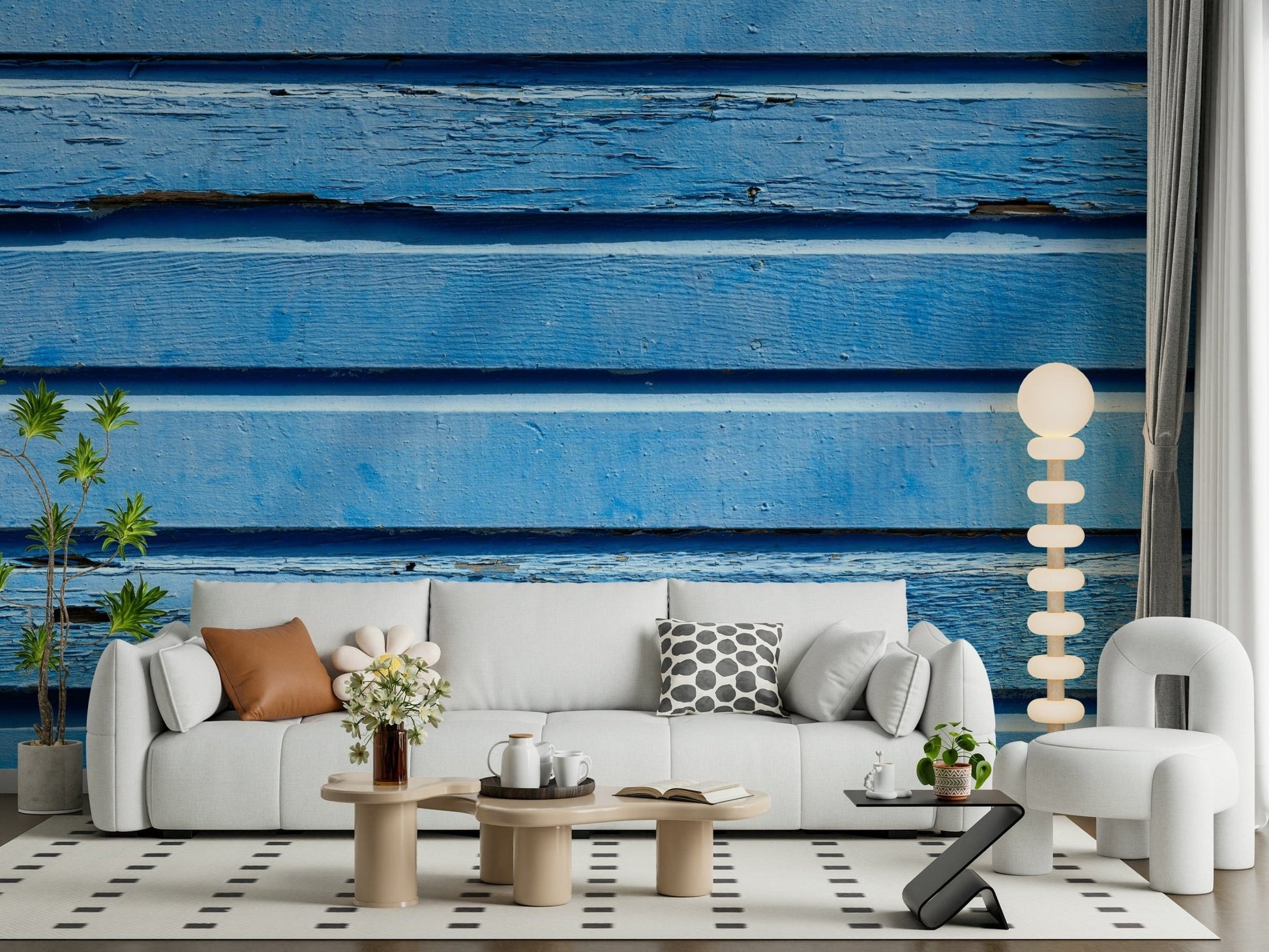 Farmhouse style Aqua Wood Wall Wall Mural surface image.