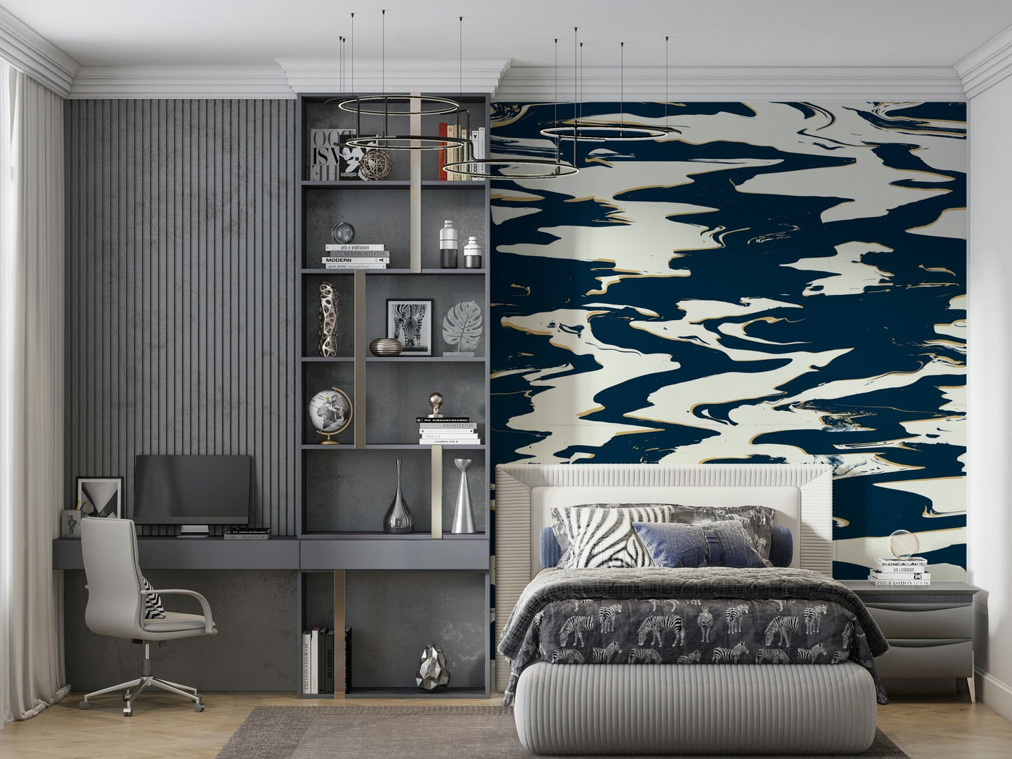 A contemplative gentle water wallpaper mural for a feature wall.