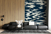 A calming abstract design wallpaper mural that defines a space.