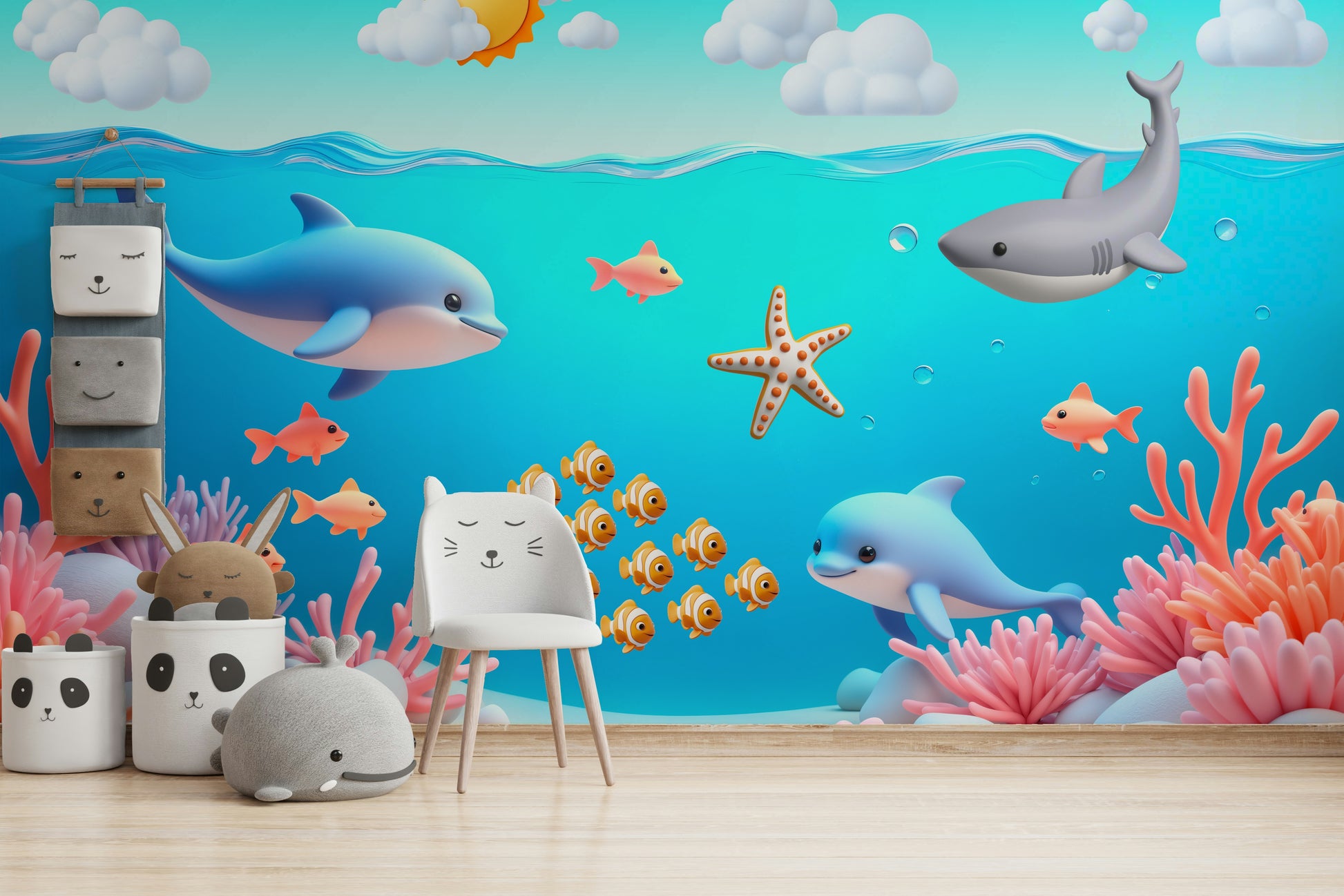 View of colorful coral and marine life

