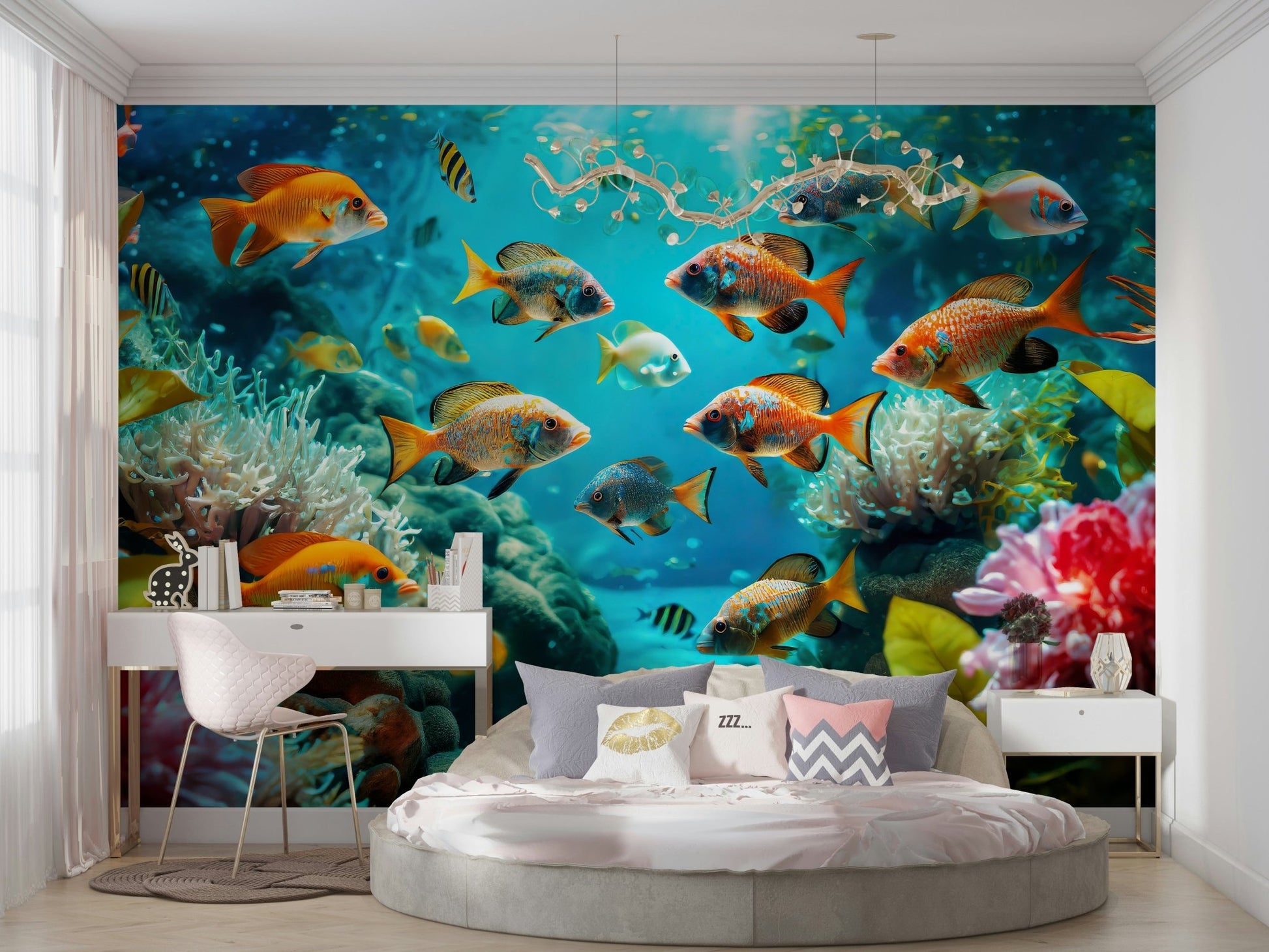 Aquatic Harmony wall mural with tranquil sea visuals

