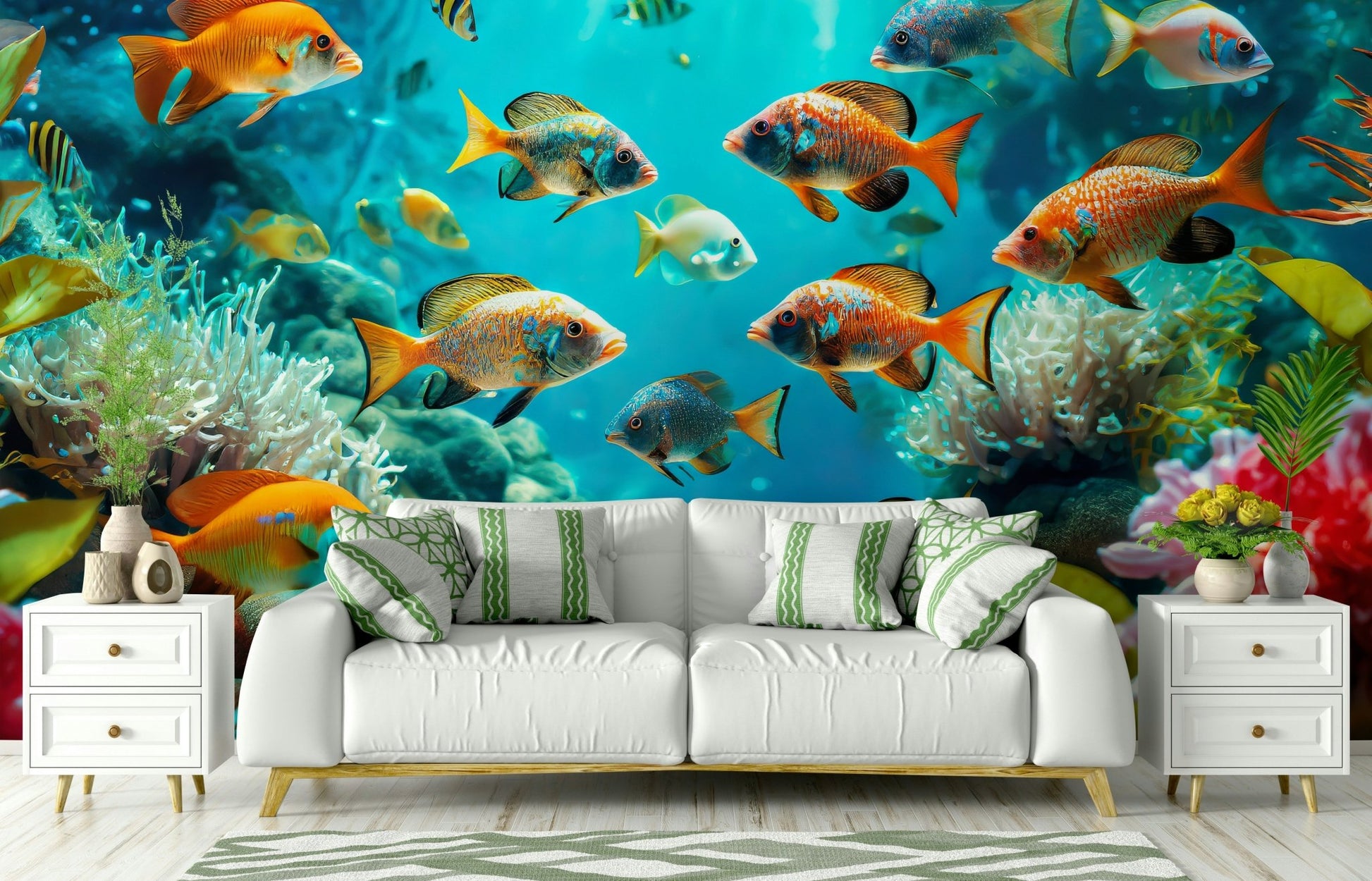 Peel-and-stick Aquatic Harmony mural for easy decor

